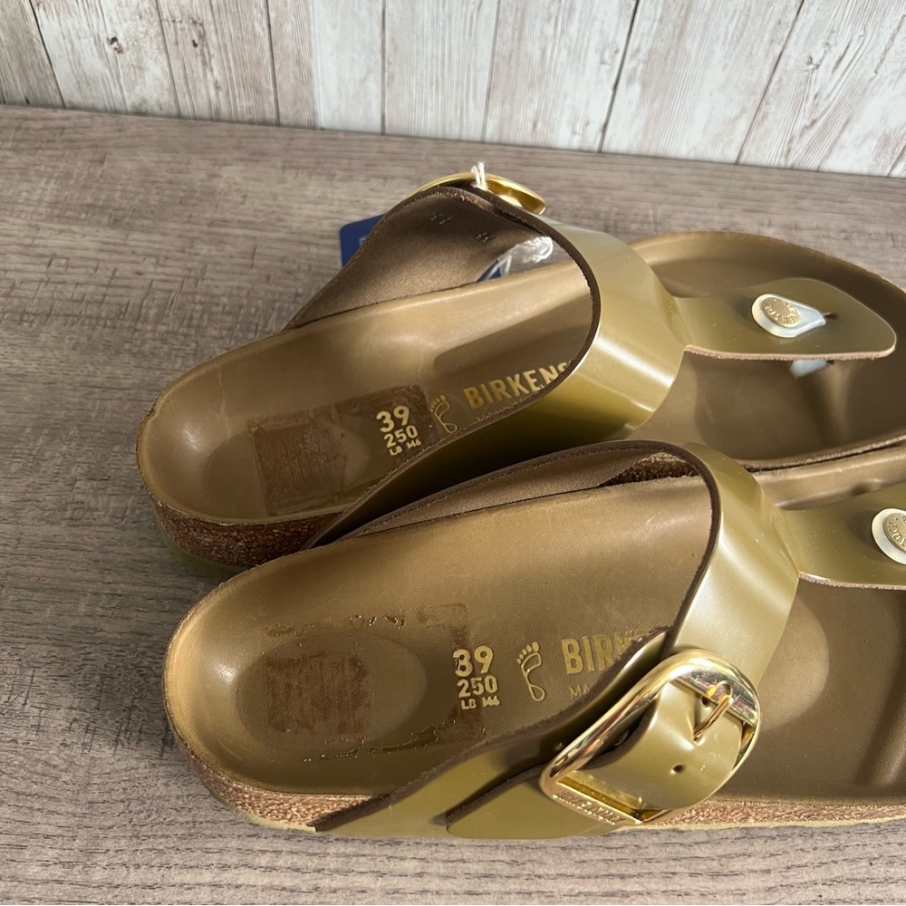Birkenstock Gizeh Big Buckle High Shine Mud Green Khaki Sandals Boho New 39 - Picture 3 of 6